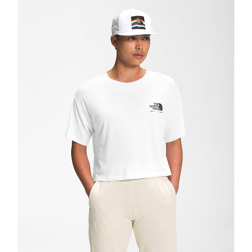 The North Face Pride Κοντό Μανίκι Crop Γυναικεια T Shirt - Ασπρα (FMLG13059)